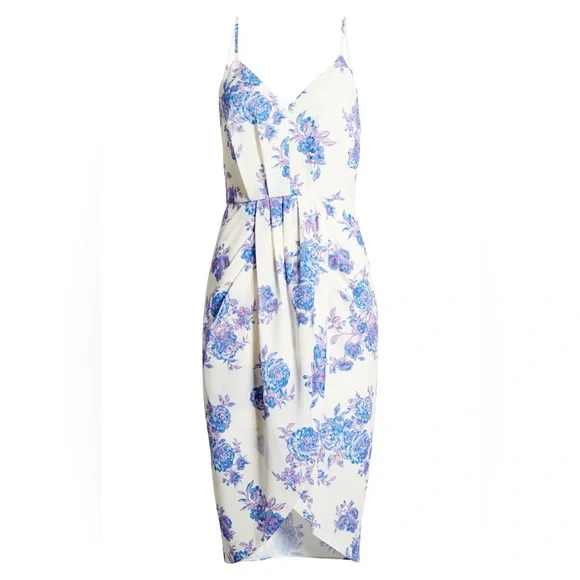 Chelsea 28 Sleeveless Faux Wrap Dress in Ivory Garden - Picture 2 of 14